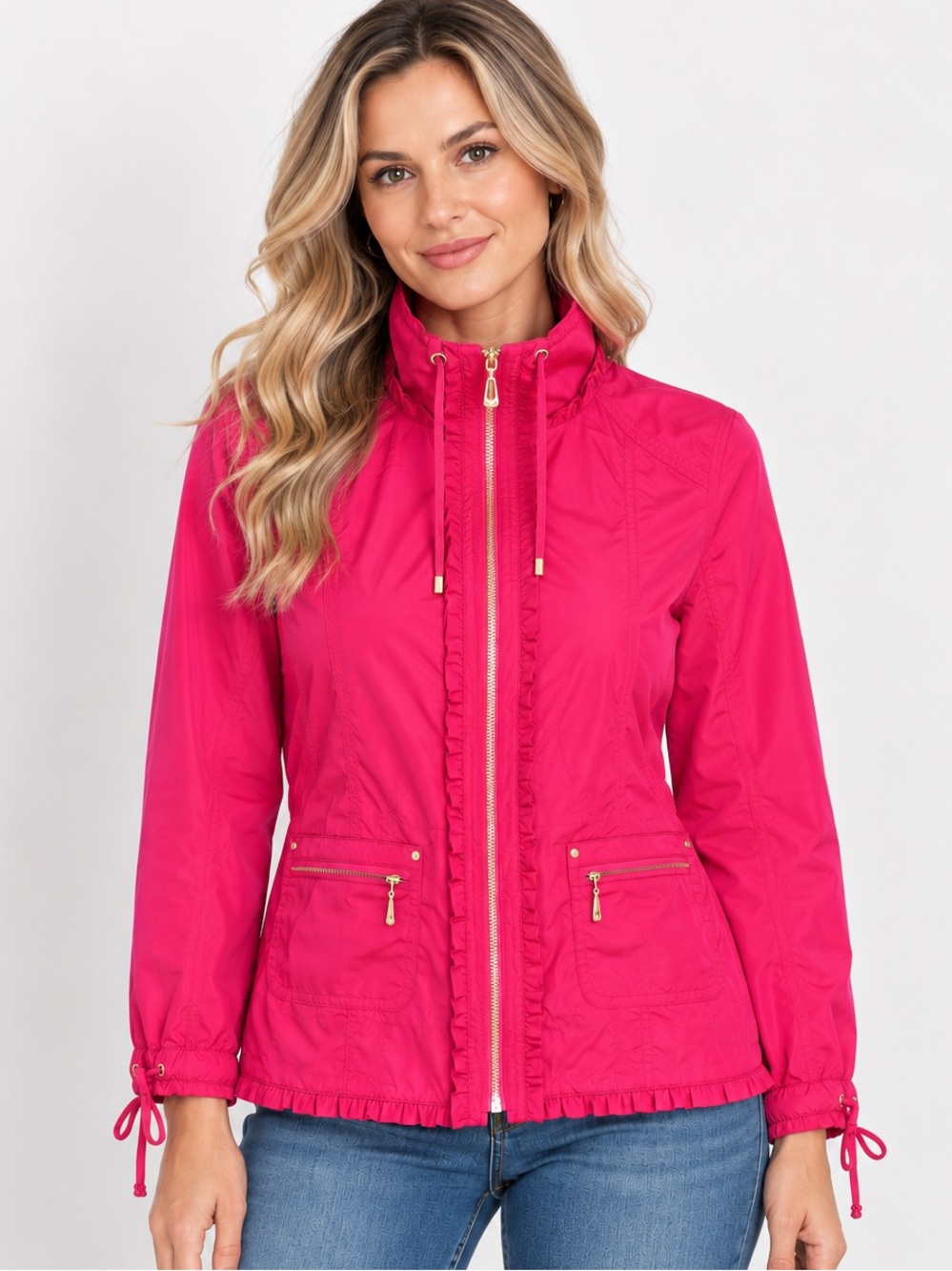 WHITE HOUSE BLACK MARKET Pink Lightweight Full Zip Utility Jacket Size 6